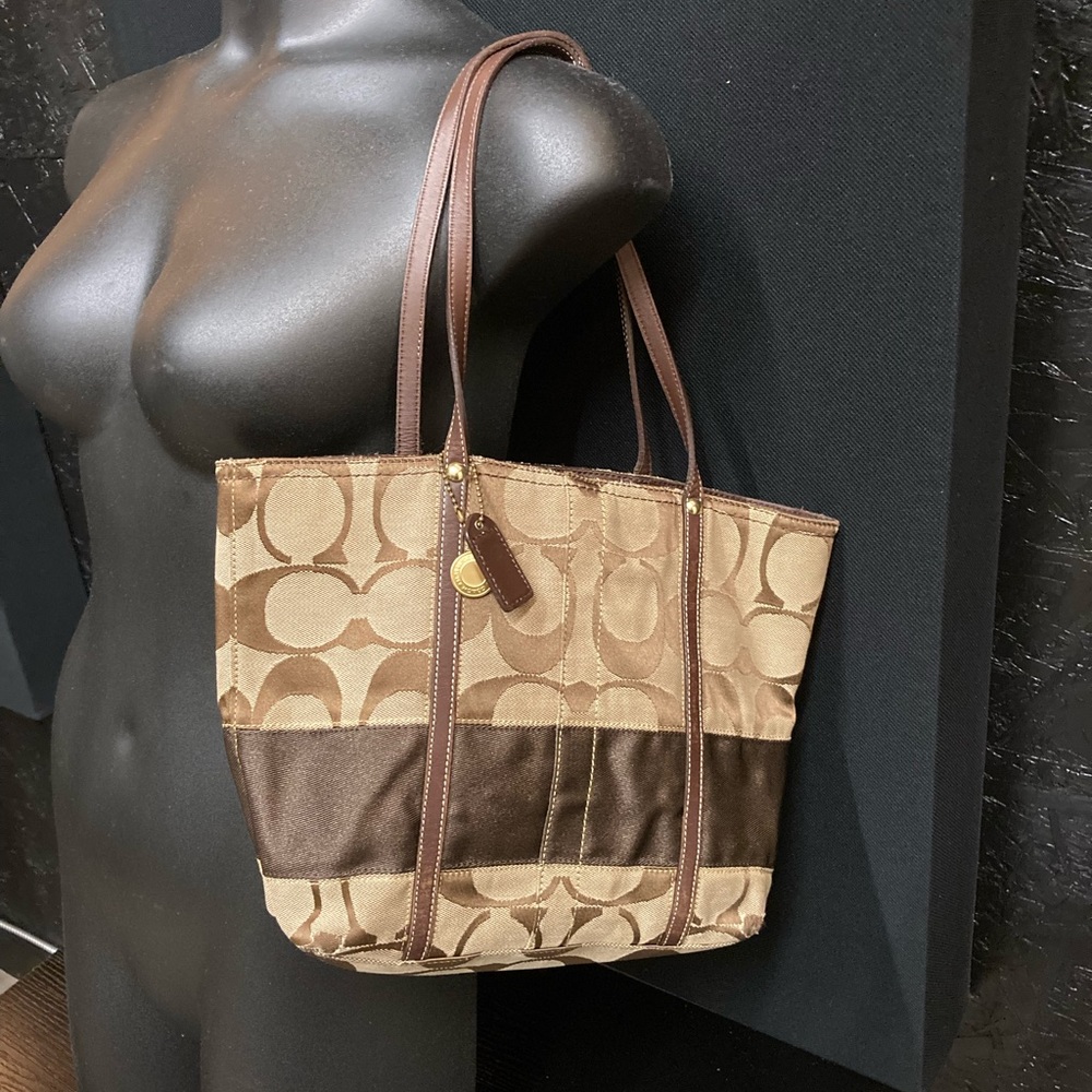 Coach purse shoulder bag mini-tote brown & tan